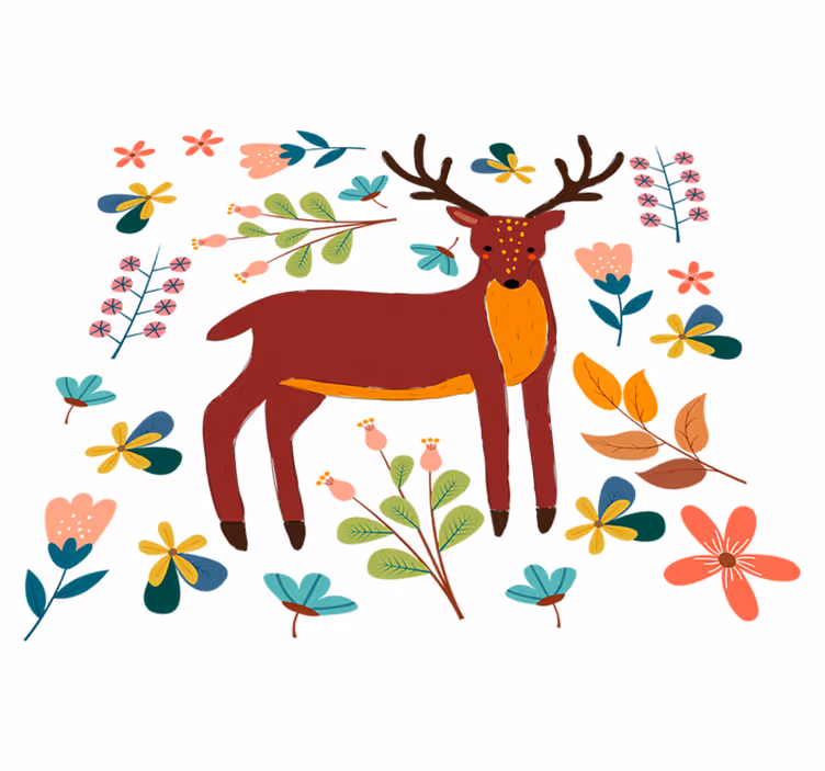 Leikkisä hirvi-illustraatioeläinvinyylimatto - Tenstickers