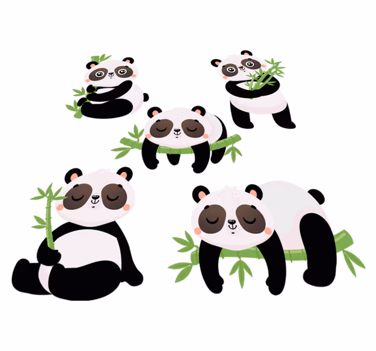 Söpöt pandakuviot eläin vinyylimatto - Tenstickers