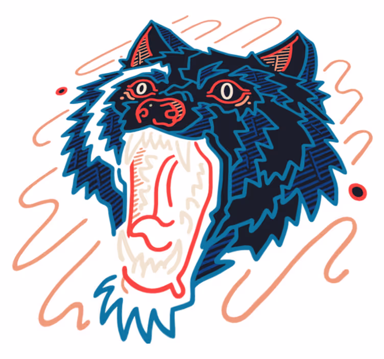 Ulvova susi grafiikkaeläinvinyylimatto - Tenstickers