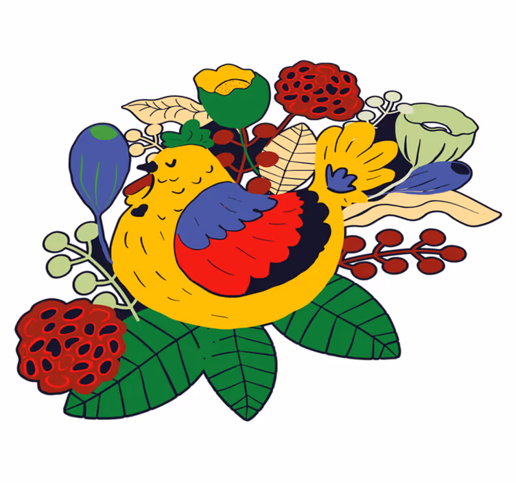 Värikäs lintu kukkaeläinvinyylimatto - Tenstickers