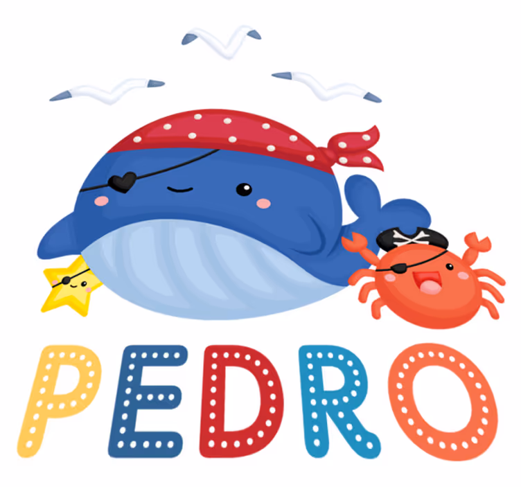 Söpö merirosvovalas eläinvinyylimatto - Tenstickers