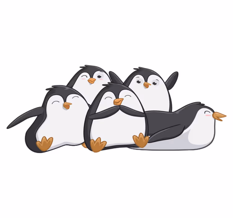 Iloinen pingviiniperhe eläinvinyylimatto - Tenstickers