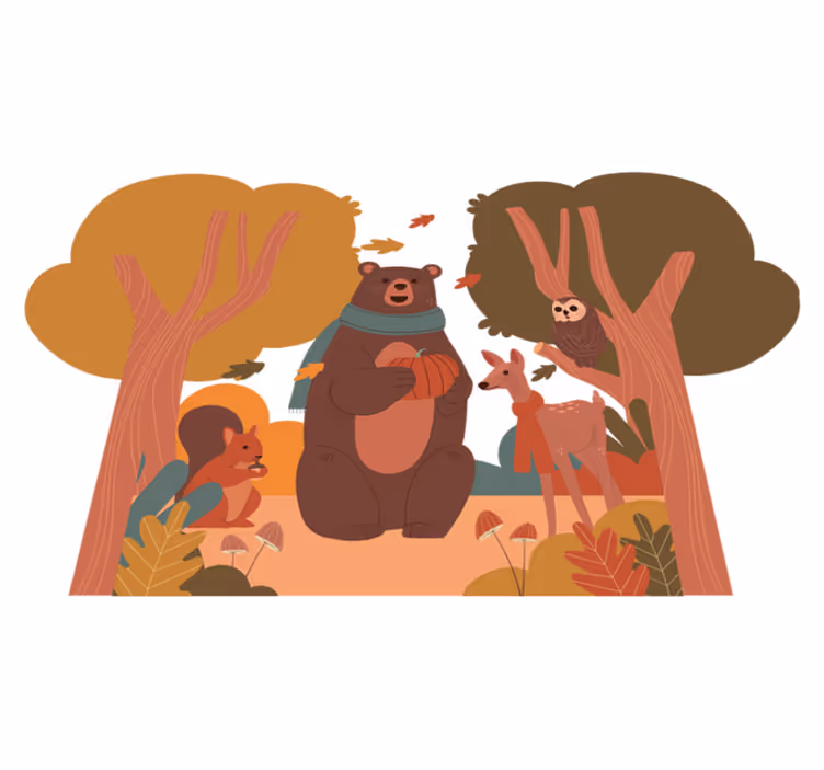 Syksyn metsän eläimet vinyylimatto - Tenstickers