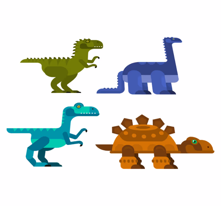 Värikkäät liikkuvat dinosaurukset eläinvinyylimatto - Tenstickers
