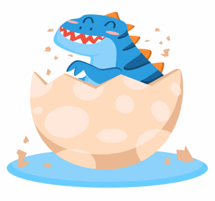 Iloinen kuoriutunut dinosaurus vinyylimatto - Tenstickers