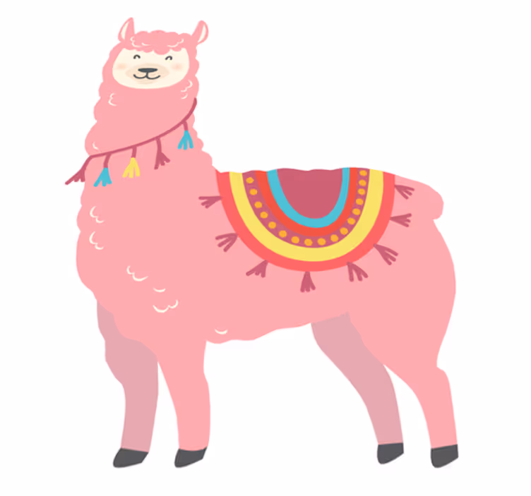 Lama vaaleanpunainen eläinvinyylimatto - Tenstickers