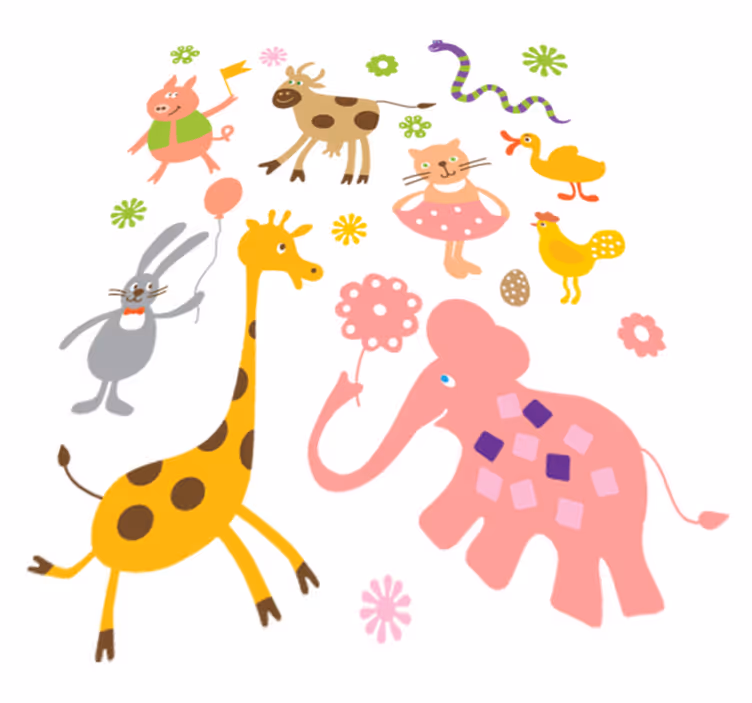 Värikkäät eläimet vinyylimatto - Tenstickers