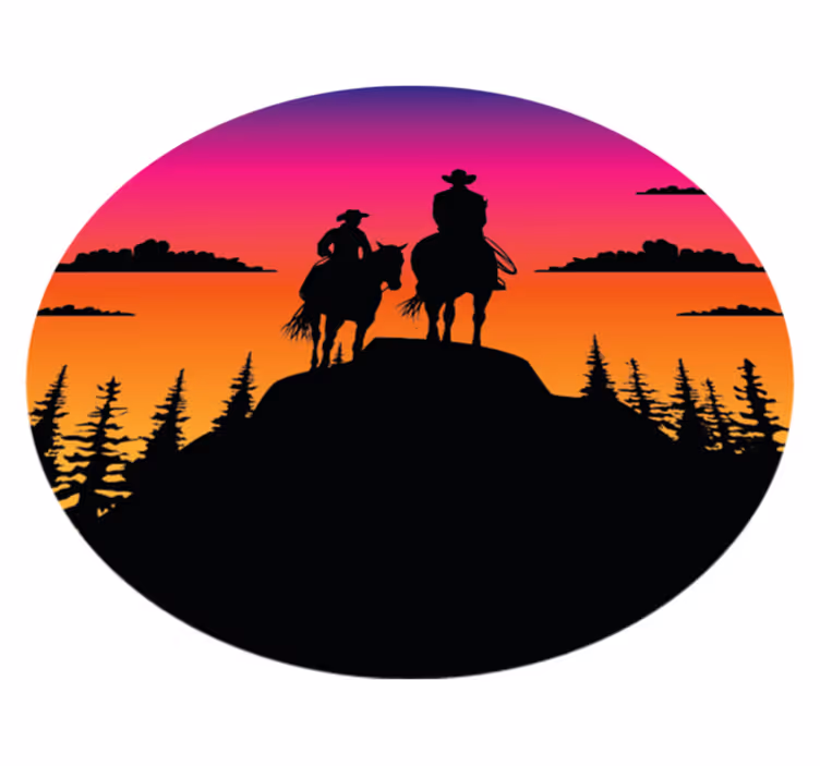 Vuoristot villi länsi ja hevoset vinyylimatto - Tenstickers