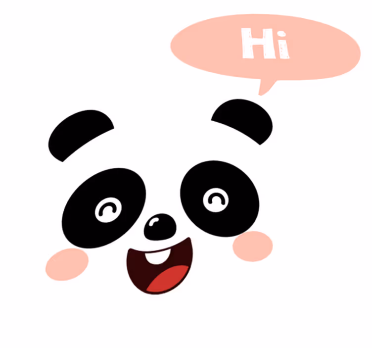 Eläin vinyylimatto panda sanoo hei - Tenstickers