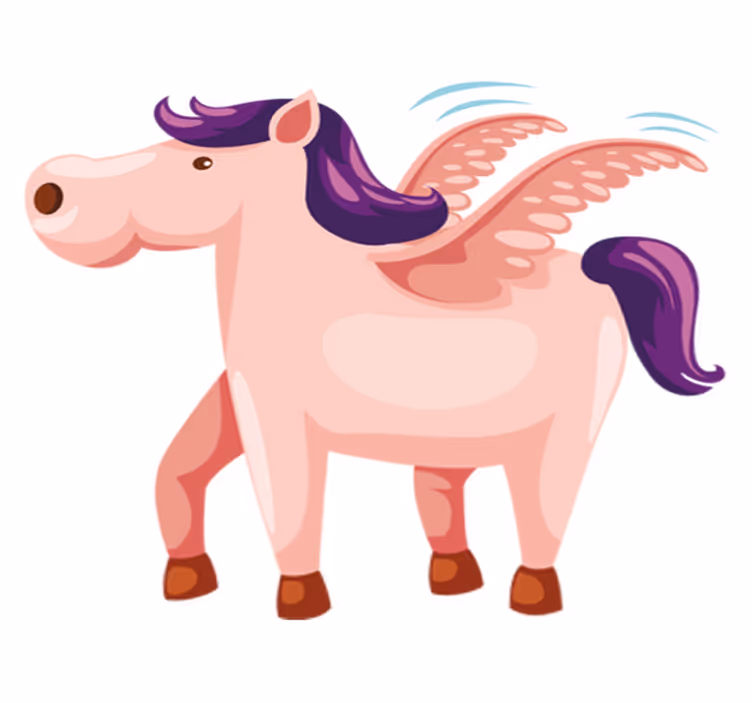 Söpö siivekäs poni eläin vinyylimatto - Tenstickers