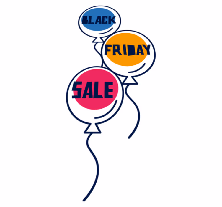 Värikkäät ilmapallot black friday vinyylimatto - Tenstickers