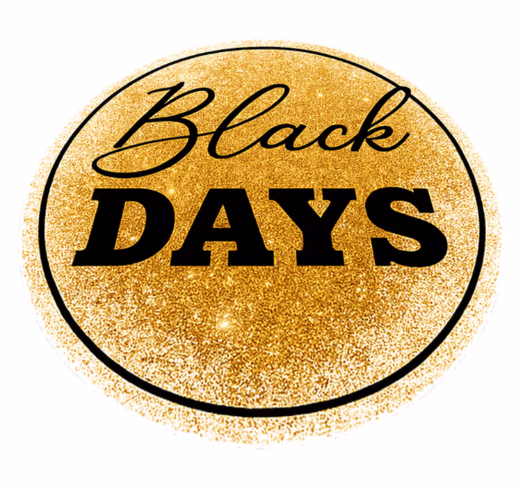 Valkoiset ja kultaiset "black friday" vinyylimatto - Tenstickers