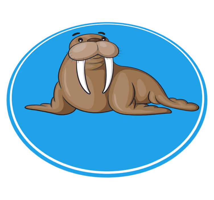 Söpö mursu hahmo eläin vinyylimatto - Tenstickers