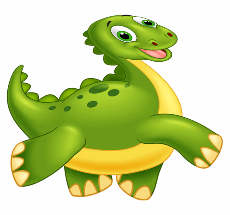 Söpö vihreä dino eläinvinyylimatto - Tenstickers