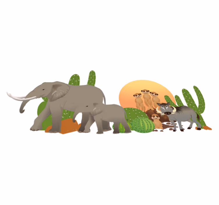 Safari eläinmaisema vinyylimatto - Tenstickers