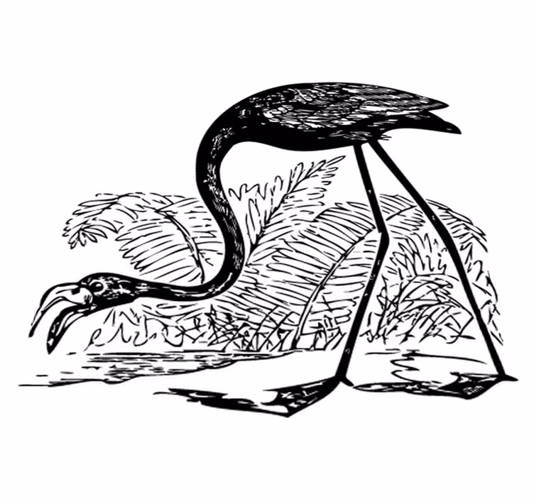 Flamingo ja saniaiset eläin vinyylimatto - Tenstickers