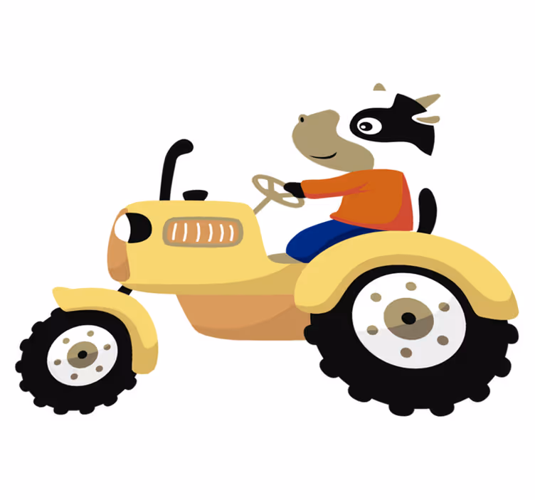 Lehmätraktorissa eläin vinyylimatto - Tenstickers