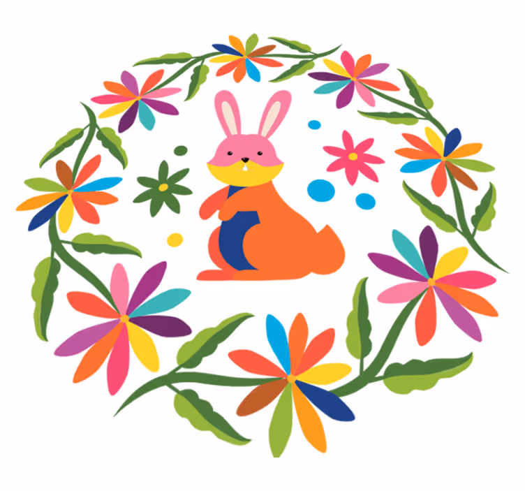 Värikäs jäniskuvio eläinvinyylimatto - Tenstickers