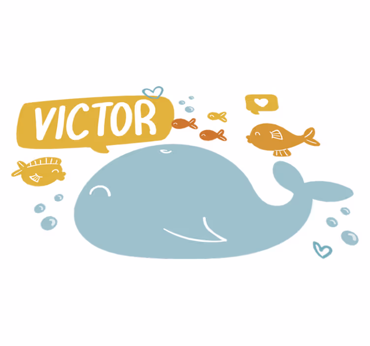 Söpö valasdesign eläin vinyylimatto - Tenstickers