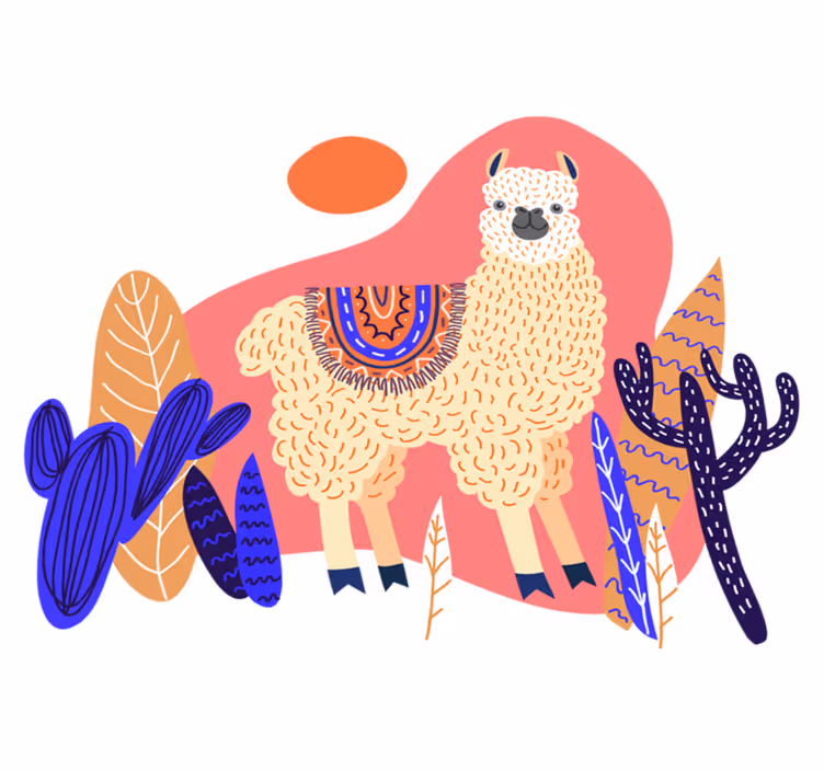 Perulainen laama ja kaktus vinyylimatto - Tenstickers