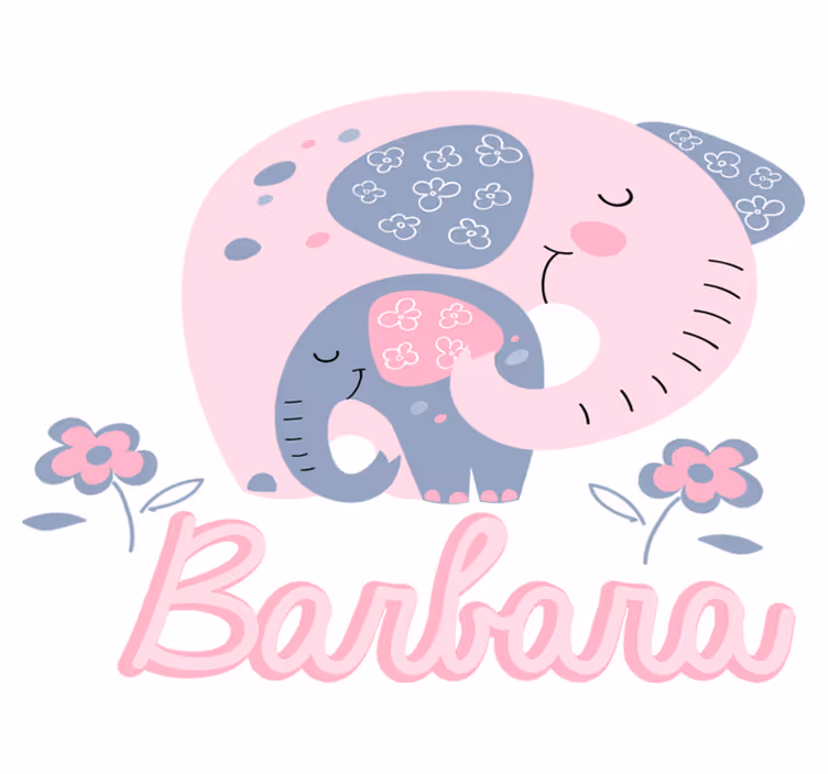 Elefantit sydämillä ja nimellä eläin vinyylimatto - Tenstickers