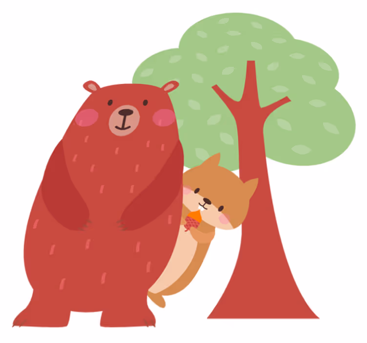 Eläinystävät orava ja karhu vinyylimatto - Tenstickers