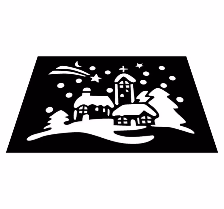 Jouluinen vinyylimatto mustavalkoinen kaupunki - Tenstickers