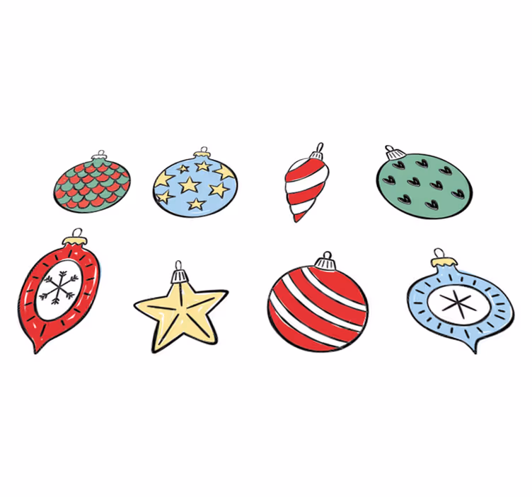 Vintagejouluinenpallokokoelma vinyylimatto - Tenstickers