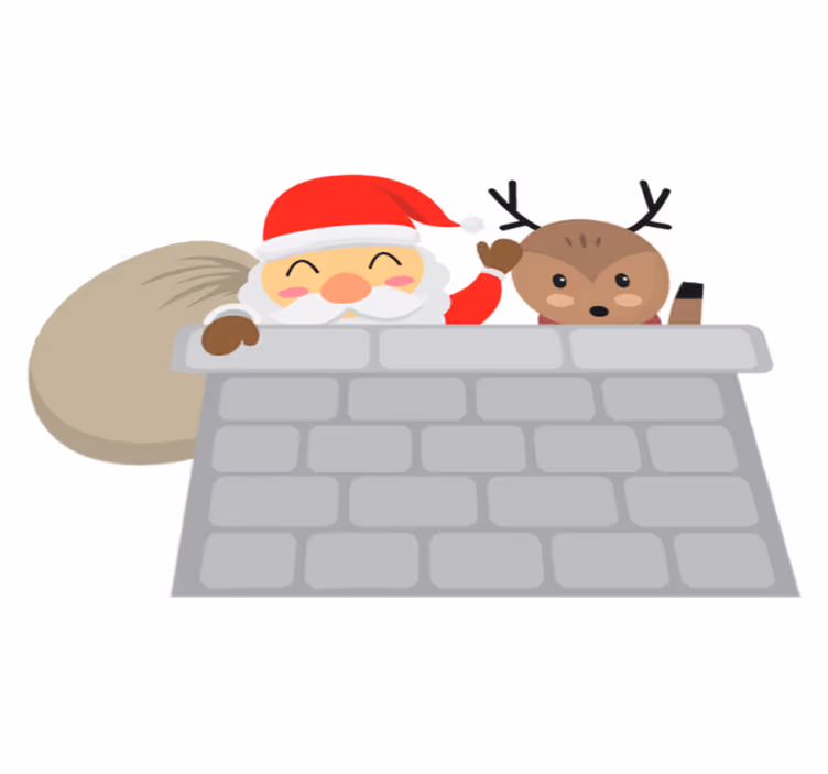 Jouluinen vinyylimatto joulupukki ja porot - Tenstickers