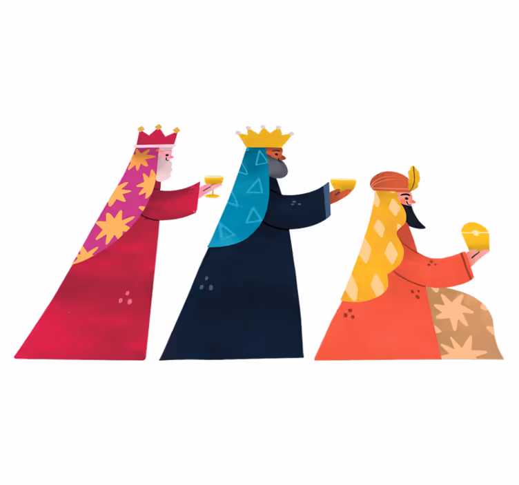 Jouluinen vinyylimatto akvarelliset kolme kuningasta - Tenstickers