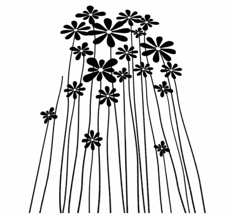 Iso musta kukkamatto vinyyliin - Tenstickers