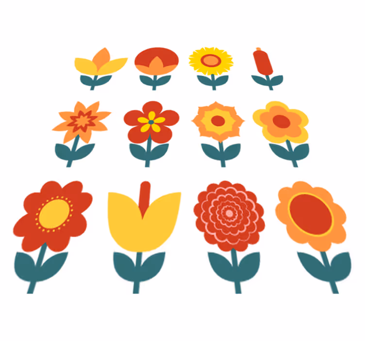Kesäkukkakokoelma vinyylimatto - Tenstickers