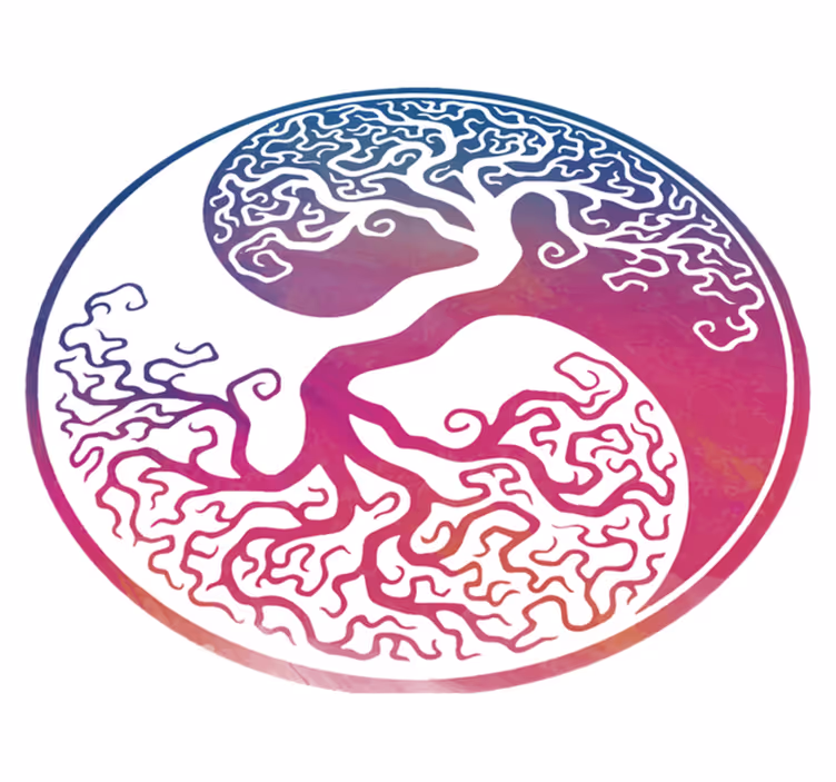 Yin yang puu elämä kukka vinyylimatto - Tenstickers
