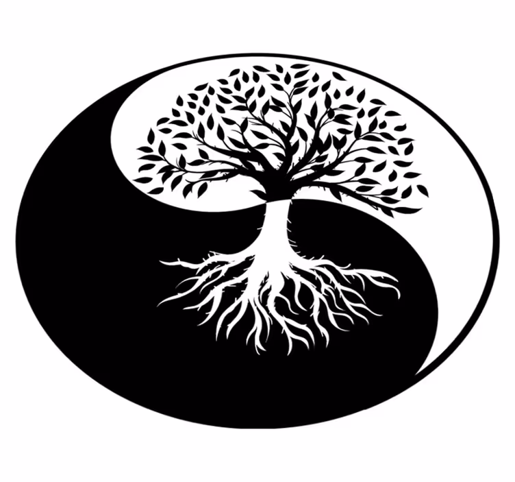 Elämänpuu yin ja yang kukka vinyylimatto - Tenstickers