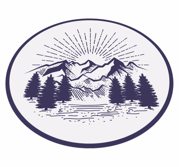 Vuoristomaisema ympyrä kukka vinyylimatto - Tenstickers