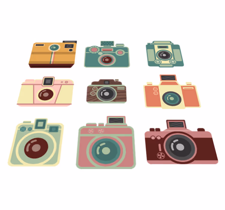 Vintagekameratruokasalinvinyylimatto - Tenstickers
