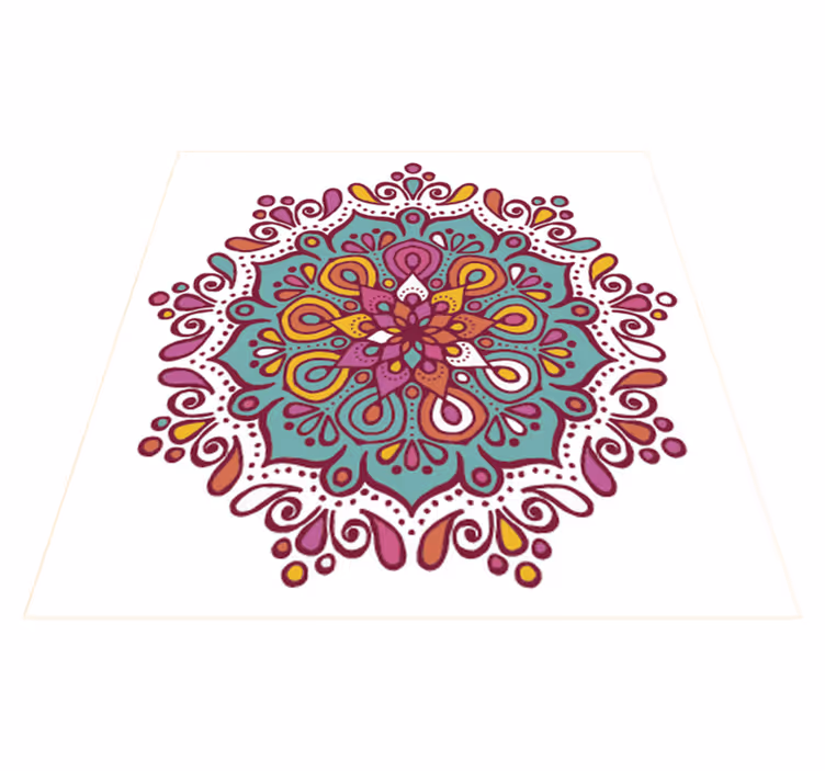 Värikäs laatta-mandala keittiön vinyylimatto - Tenstickers