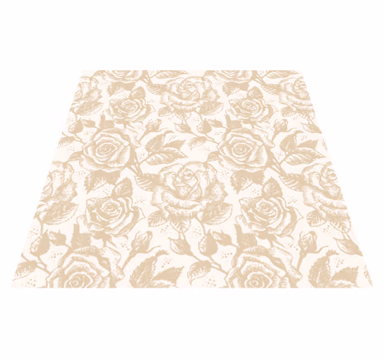 Beige vintage ruusumatto ruokasaliin vinyylimatto - Tenstickers