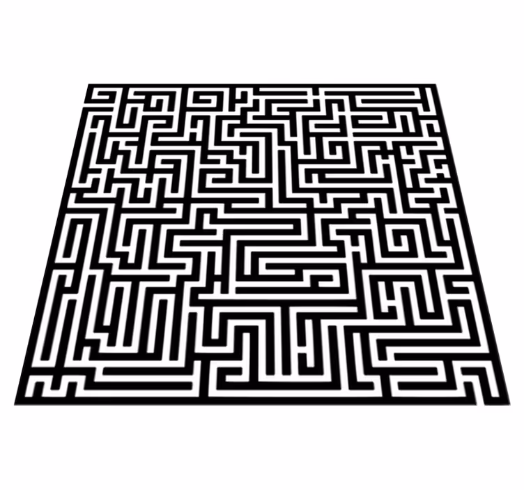 Musta ja valkoinen labyrintti ruokasalin vinyylimatto - Tenstickers