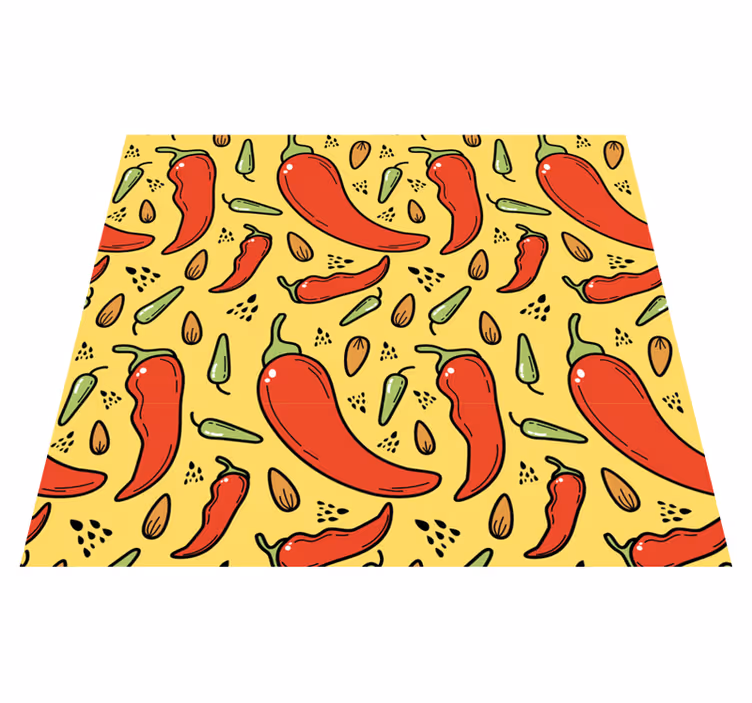 Puna-vihreä tulinen chili keittiön vinyylimatto - Tenstickers
