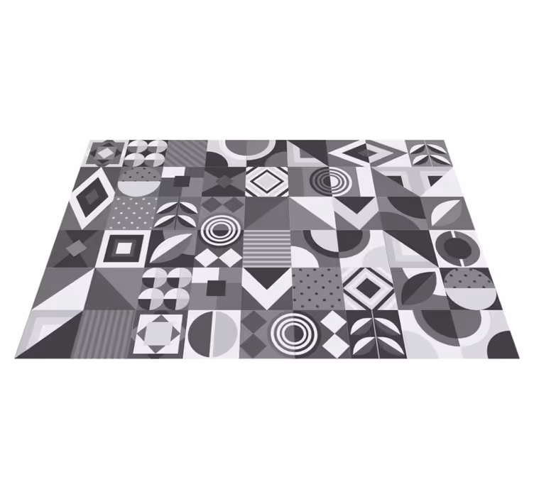Harmaat geometriset laatat kylpyhuoneen vinyylimatto - Tenstickers