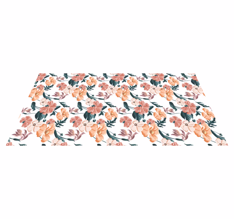 Kauniit pastelliväriset kukkakuviot vinyylimatto - Tenstickers