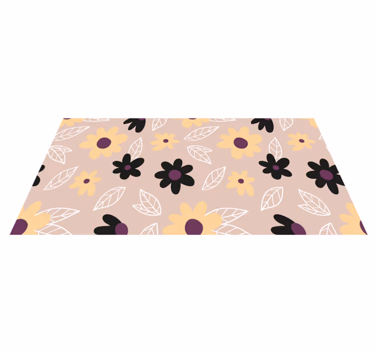 Värikkäät modernit kukat beige-taustalla vinyylimatto - Tenstickers