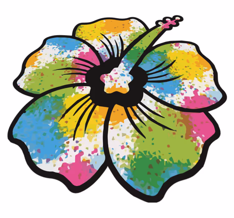 Vinyylimatto makuuhuoneeseen värikkäällä hibiskuskukalla - Tenstickers