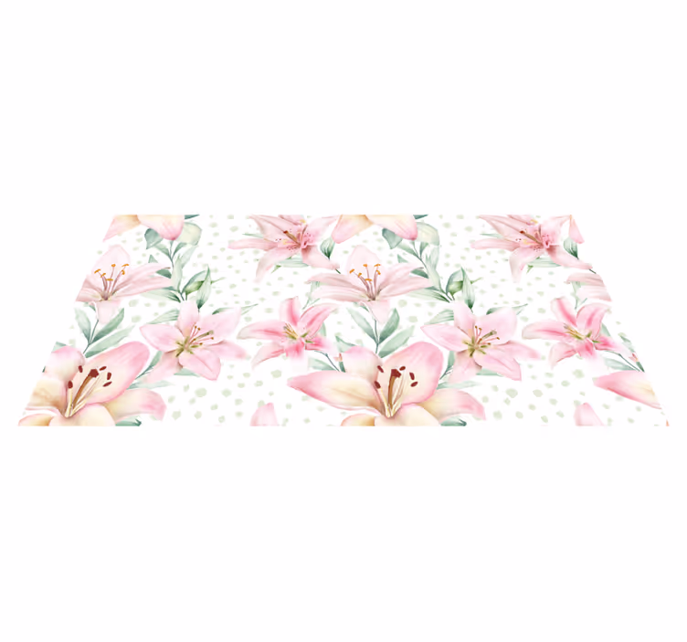 Vinyylimatto makuuhuoneeseen elegantti liljakuvio - Tenstickers