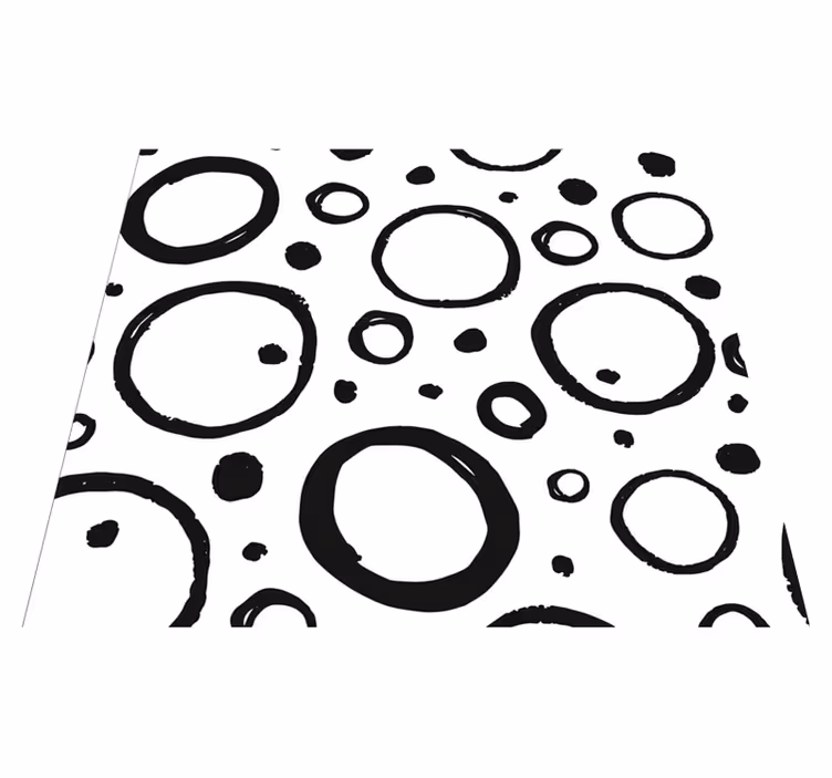 Ympyrämuotoilu mustavalkoinen geometrinen vinyylimatto - Tenstickers