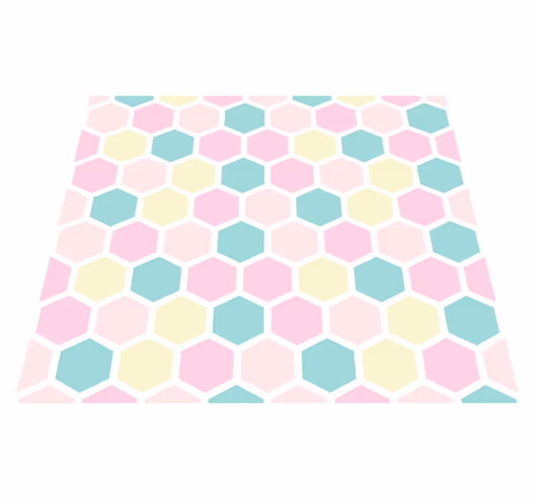 Geometrinen vinyylimatto pastelliväreillä - Tenstickers