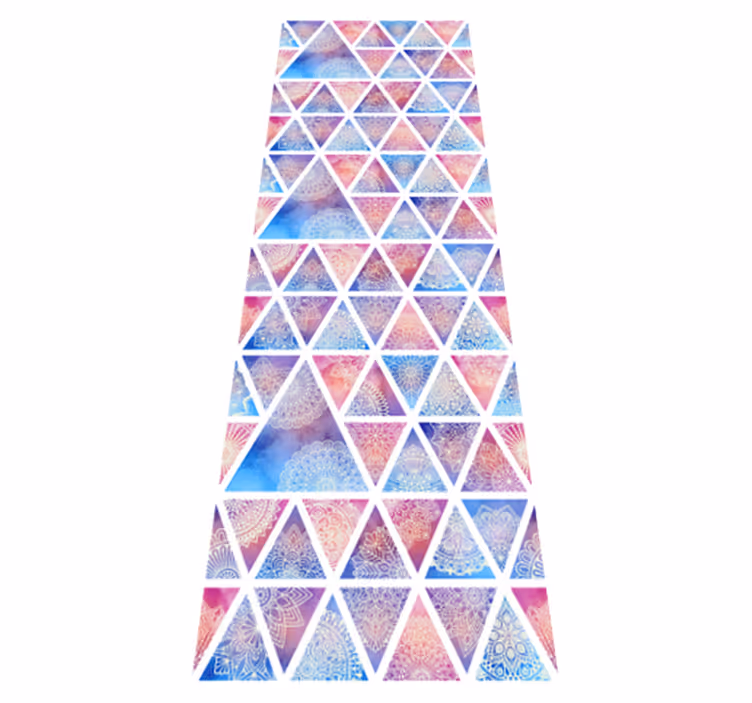 Etniset kukkakuviot kolmioissa geometrinen vinyylimatto - Tenstickers