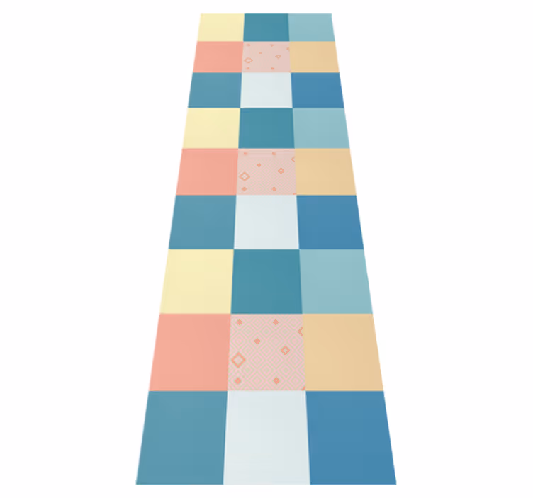 Värikäs retro-patchworkkuvioinen geometrinen vinyylimatto - Tenstickers