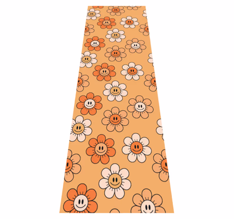 Vinyylimatto makuuhuoneeseen oranssit hymynaamat - Tenstickers